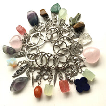 Load image into Gallery viewer, Rose quartz and silver heart charm keyring
