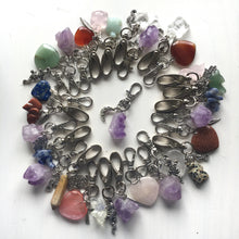 Load image into Gallery viewer, Rose quartz and silver heart charm keyring
